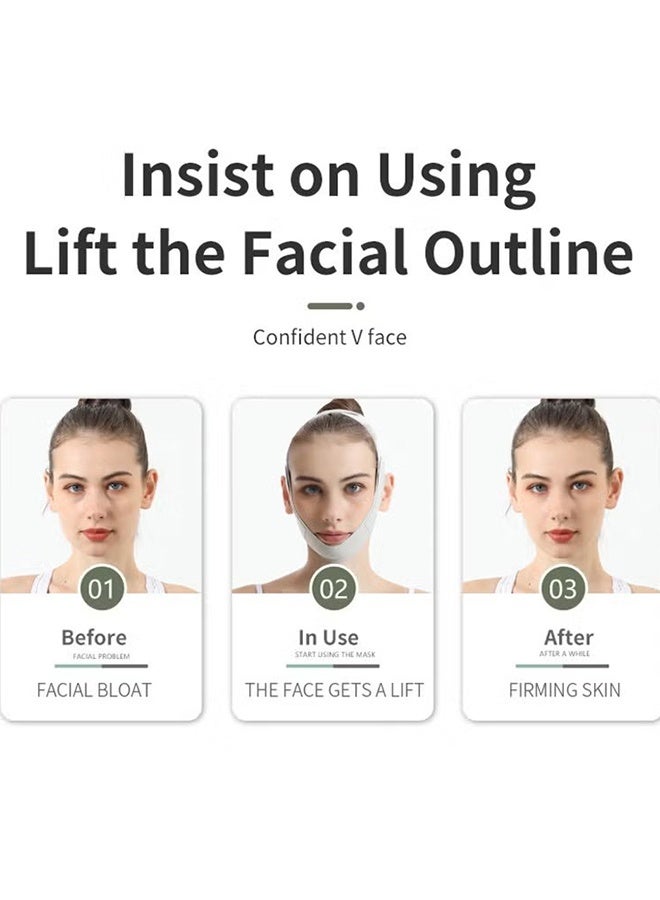 Happy D Double Chin Reducer,V Line Mask Face Lifting Strap,Face Lift Chin Strap Sculpting Tool,Reusable Face Shaper and Lifting Belt,Chin Up Eliminator,Exclusive Formula For Efficient Improvement(Green) - Image 3
