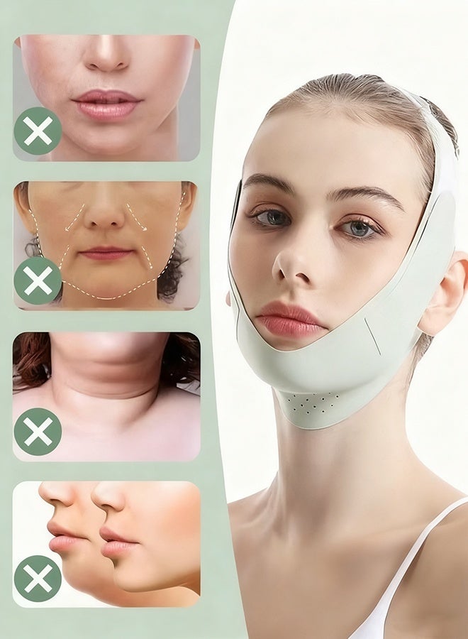 Happy D Double Chin Reducer,V Line Mask Face Lifting Strap,Face Lift Chin Strap Sculpting Tool,Reusable Face Shaper and Lifting Belt,Chin Up Eliminator,Exclusive Formula For Efficient Improvement(Green) - Image 2