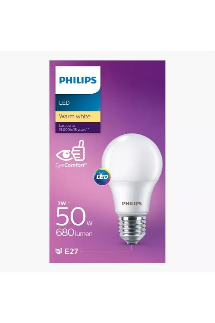 Philips LED Bulb, Warm White, E27 Eye Comfort, 7w, 680Lumen, Last Up To 15000H - Image 2