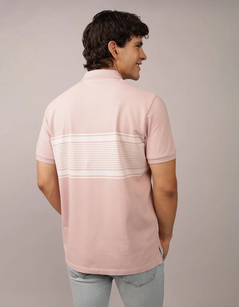 American Eagle AE Logo Striped Polo Shirt