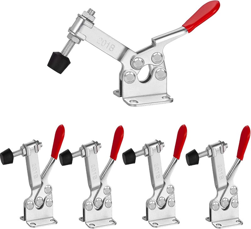 Accessbuy Toggle Clamp 201B 220Lbs Holding Capacity Heavy Duty Medium Hold Down Clamp Quick-Release Horizontal Clamp（5Pack) - Image 1