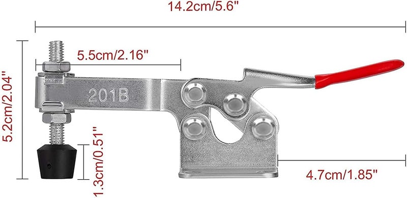 Accessbuy Toggle Clamp 201B 220Lbs Holding Capacity Heavy Duty Medium Hold Down Clamp Quick-Release Horizontal Clamp（5Pack) - Image 2