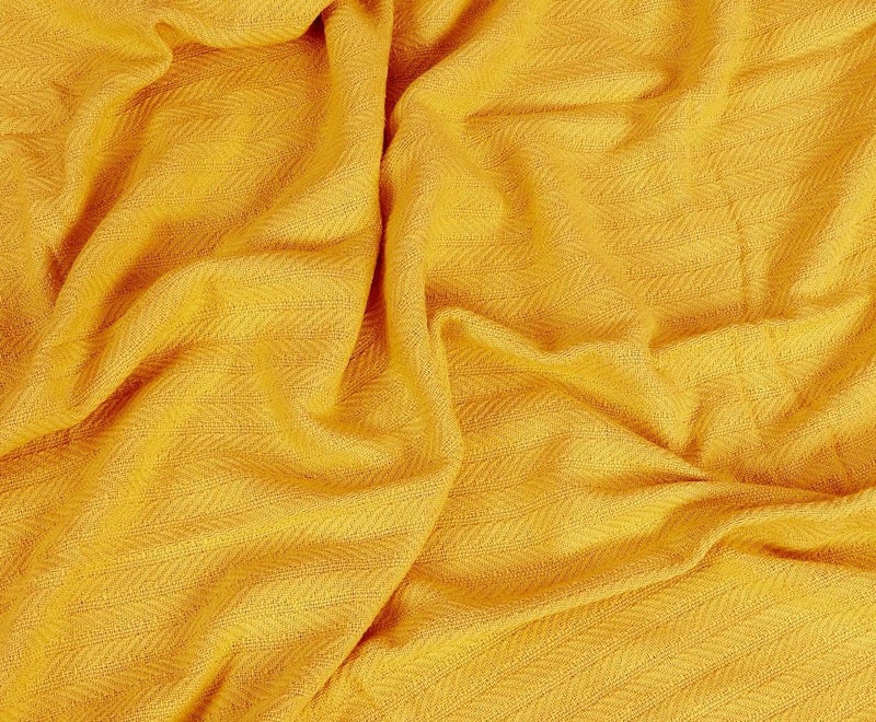 TIB® 100% Cotton Throw Blanket,127x152 cm, Throws for Sofa and Couch 3 Seater 300 TC with Fringes, (Yellow) - Image 3