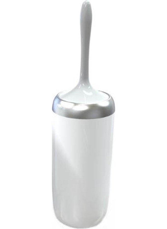 Primanova - Lima White Toilet Brush with Chrome Decoration - Image 1
