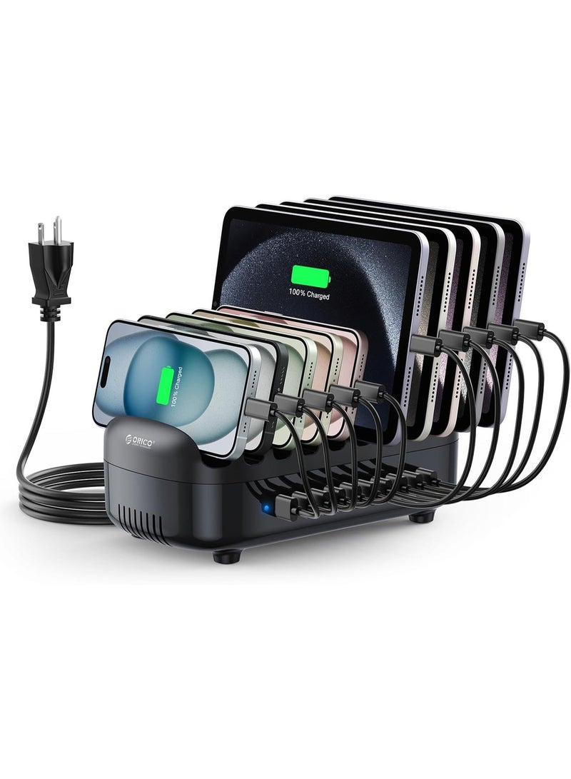 ORICO 120W Charging Station for Multiple Devices 10 Ports Smart USB Charging Docking Organizer with Cooling Fan Compatible for iPhone, iPads, Samsung, Android Phone and Tablets (Cables not Included) - Image 1