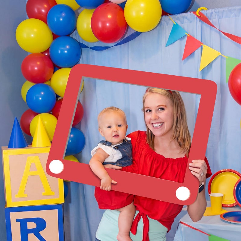 YooNotee Cartoon Story Birthday Party Decoration Large Photo Booth Props Decor 24 x 16 Red Picture Frame Backdrop Birthday Photo Frame for Friend School Classroom Party Supplies Favors - Image 2