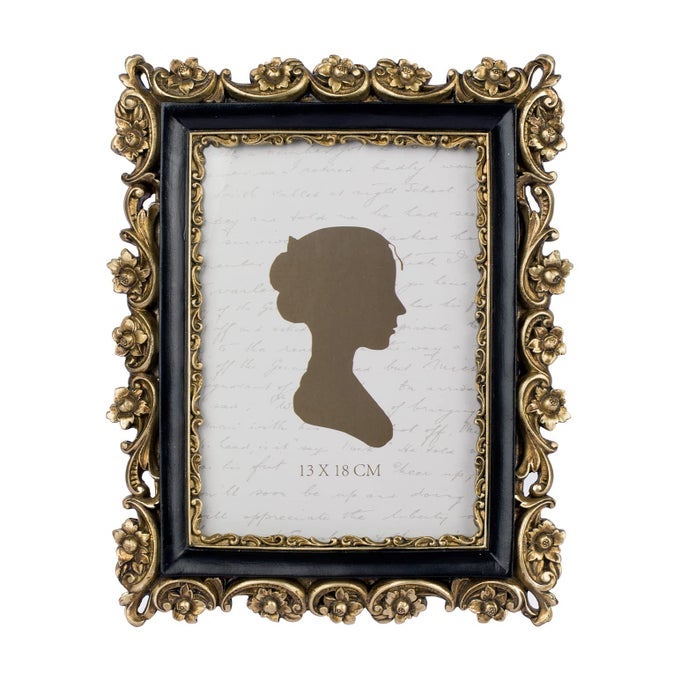 VINTAGE PICTURE FRAME 5X7 INCH LUXURY ANTIQUE PHOTO FRAMES WITH GLASS FRONT PHOTO DISPLAY TABLETOP WALL HANGING GIFT IDEAS GOLD AND BLACK