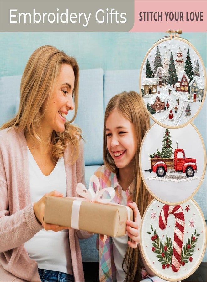 TINLOK Christmas Embroidery KIT,Adults Kids DIY Handmade,Hand Embroidery Starter Kits with Stamped Embroidery Pattern,for Christmas Embroidery Kits for Adults Beginners Starter (A) - Image 5