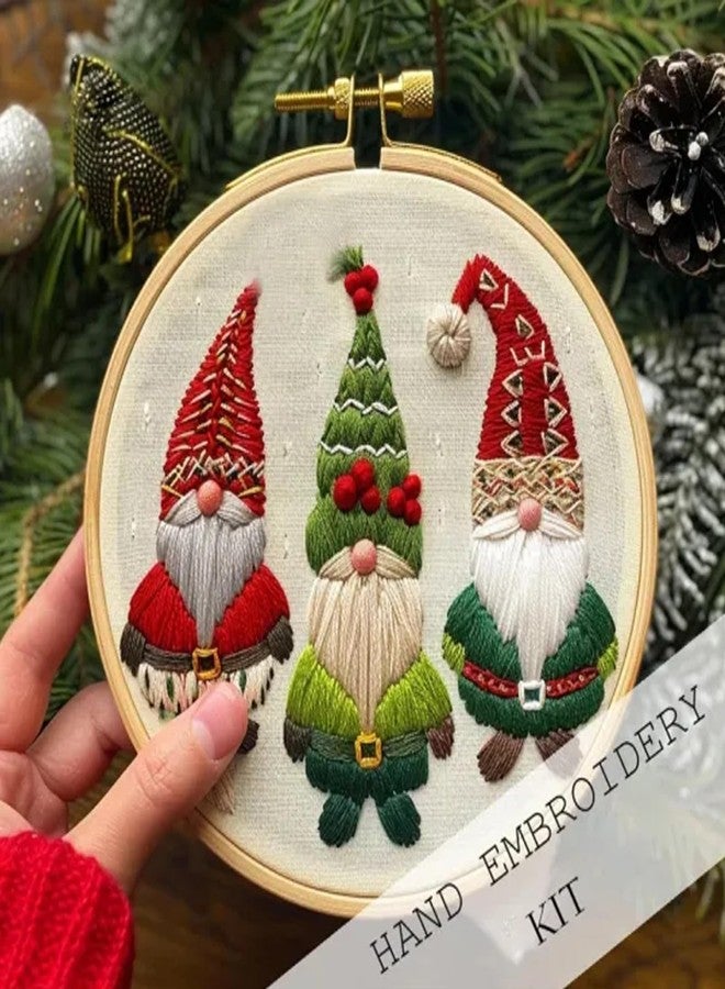 TINLOK Christmas Embroidery KIT,Adults Kids DIY Handmade,Hand Embroidery Starter Kits with Stamped Embroidery Pattern,for Christmas Embroidery Kits for Adults Beginners Starter (A) - Image 2