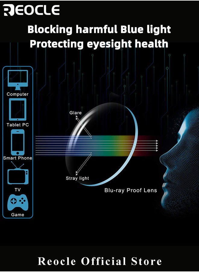 REOCLE Progressive Multifocus Reading Glasses Anti Blue Light Readers with Diamond Cutting Design Anti-Fatigue Clear Lens Spectacle Readers for Men  - Image 4