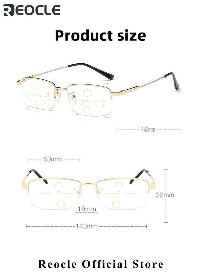 REOCLE - Progressive Multifocus Reading Glasses Anti Blue Light Readers with Diamond Cutting Design Anti-Fatigue Clear Lens Spectacle Readers for Men - Image 1