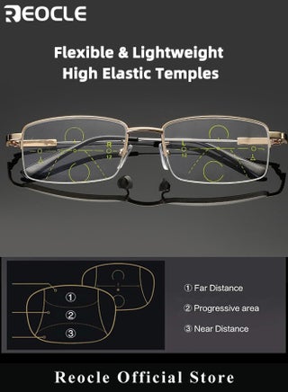 Progressive Multifocus Reading Glasses Anti Blue Light Readers with Diamond Cutting Design Anti-Fatigue Clear Lens Spectacle Readers for Men - view 2