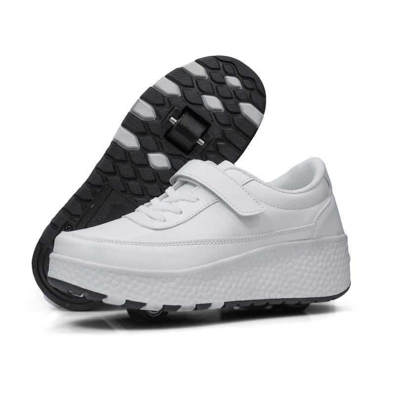 Generic New Heelys Shoes Wheels Shoes Double Wheel Charging Kids Roller Skates Adult Teenagers Neutral White 