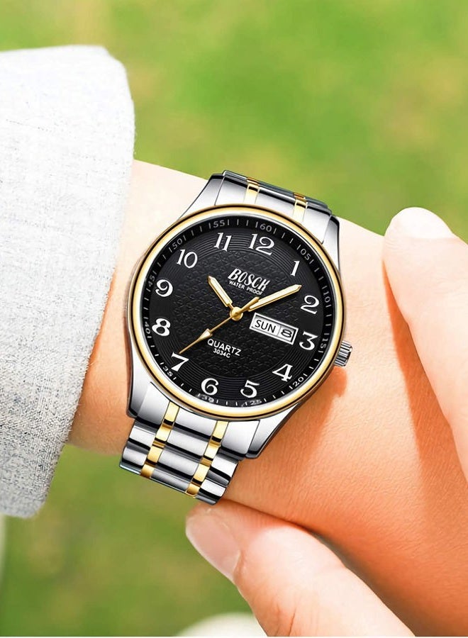 Bosck Casual Analog Mens Watches,Stainless Steel 30M Waterproof Fashion Wrist Watch for Men,Fashion Auto Date and Day Quartz Business Watches,Easy Read Sports Wristwatches - Image 4