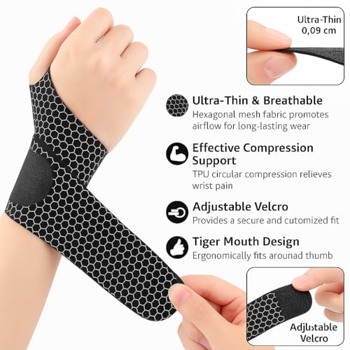 Cetaplast Skin Friendly Ultra-Light Weight Breathable Wrist Band for Sports Support and Injury Recovery Protection Wrist Band | Black | Set of 1 - Image 2