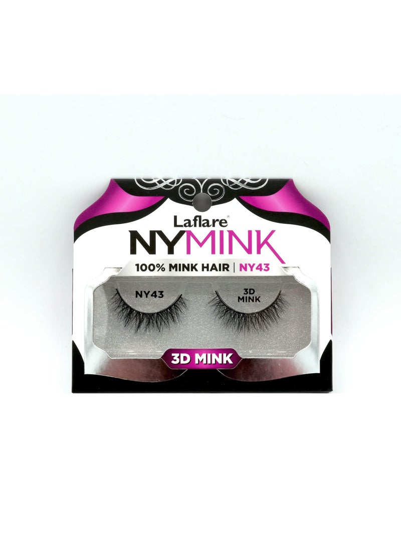 Laflare - Laflare 3D NY Mink Eyelashes 100 Real Mink Hair Lashes Luxury Makeup Natural Light Trendy Variety Reusable Multi layered Real Mink Hair Lashes NY43 - Image 1