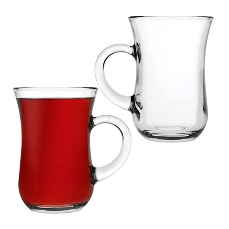 ums Turkish Tea Glasses With Handle 6 pcs Tea Cups Slim Waist Design and Thick Sole Prevent the Tea From Getting Cold Capacity 145cc 4 34 Oz 25 x 4H - Image 3
