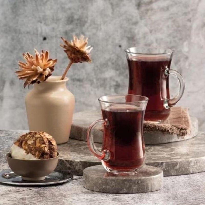 ums Turkish Tea Glasses With Handle 6 pcs Tea Cups Slim Waist Design and Thick Sole Prevent the Tea From Getting Cold Capacity 145cc 4 34 Oz 25 x 4H - Image 5