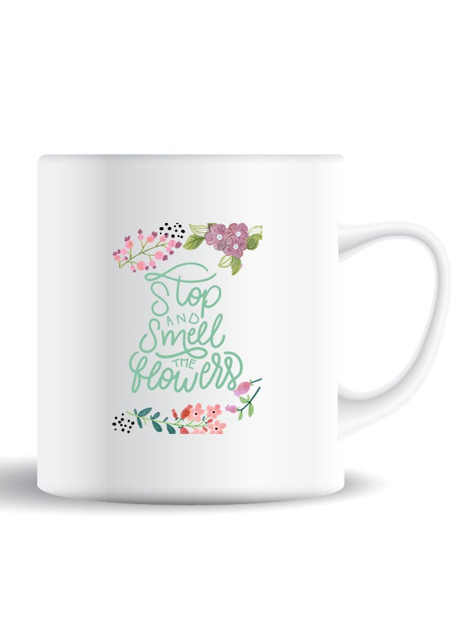 Theodor Premium Quality Two Sided Printed Coffee Mug Tea Cup Stop & Smell Flowers For Home Office, Kids Men Women - Image 1
