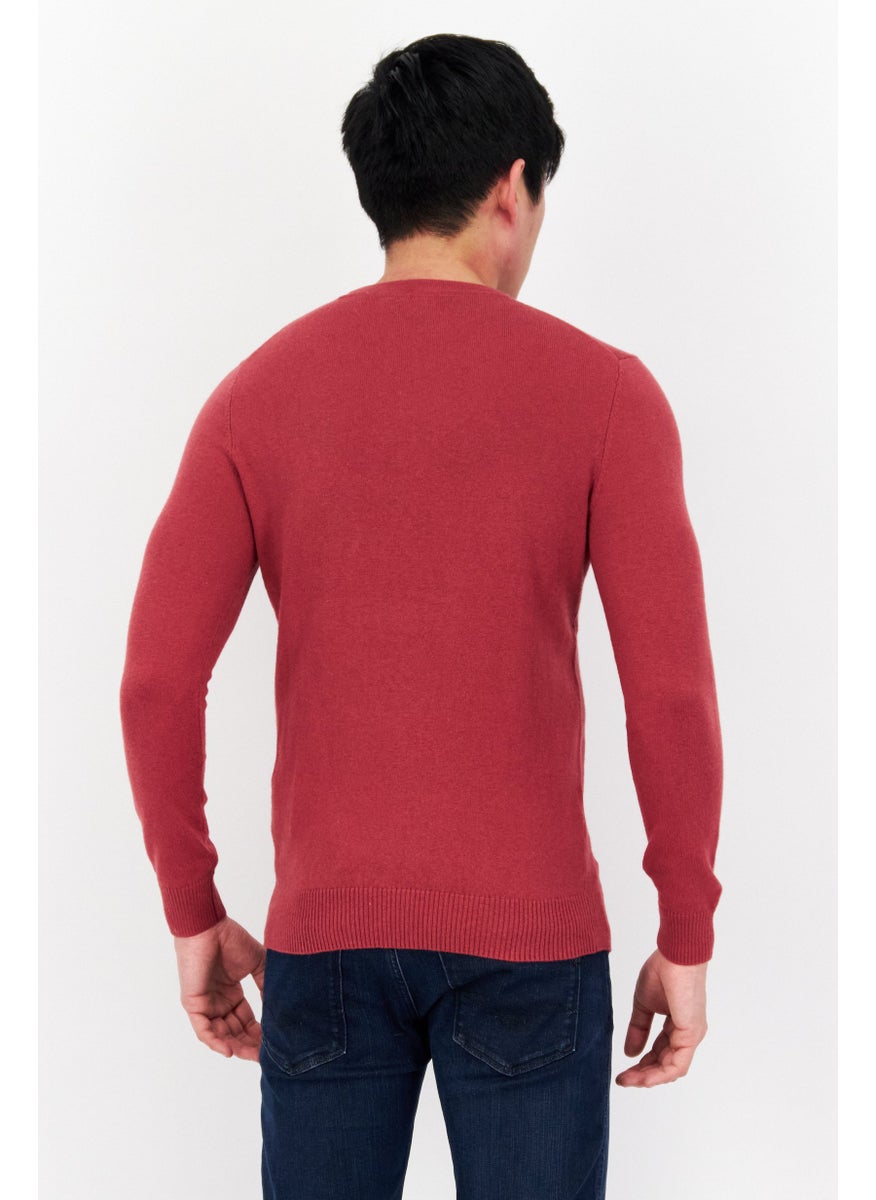 Lyle & Scott - Men Crew Neck Long Sleeve Embroidered Logo Sweater, Dusty Pink - Image 1