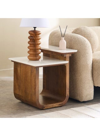 Ashton Genuine Marble Top End Table with Solid Wood Base - pzsku/Z3008C72084814FBF19C2Z/45/_/1744876699/209d4b52-df9b-4c53-b4a3-76dad93a1a0f