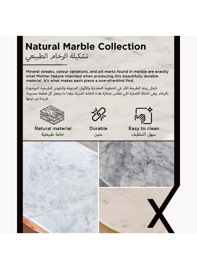 Ashton Genuine Marble Top End Table with Solid Wood Base