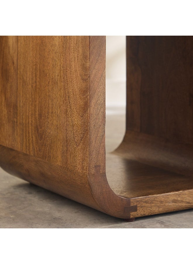 Home Box Ashton Genuine Marble Top End Table with Solid Wood Base  - Image 4