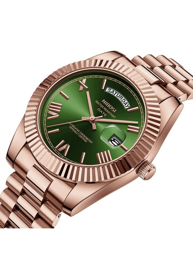 NIBOSI Men Watches Analog Quartz Stainless Steel Watches for Men Waterproof Business Classic Desiger Wrist Watch Day&Date (Rose Green) - pzsku/Z3008CBF8A50B8ACD57EDZ/45/_/1738306394/fb4f252d-d4a5-48ca-aab1-4b647b601f58