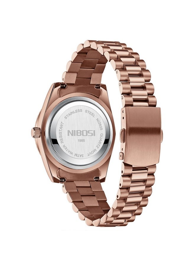 NIBOSI - NIBOSI Men Watches Analog Quartz Stainless Steel Watches for Men Waterproof Business Classic Desiger Wrist Watch Day&Date (Rose Green) - Image 1