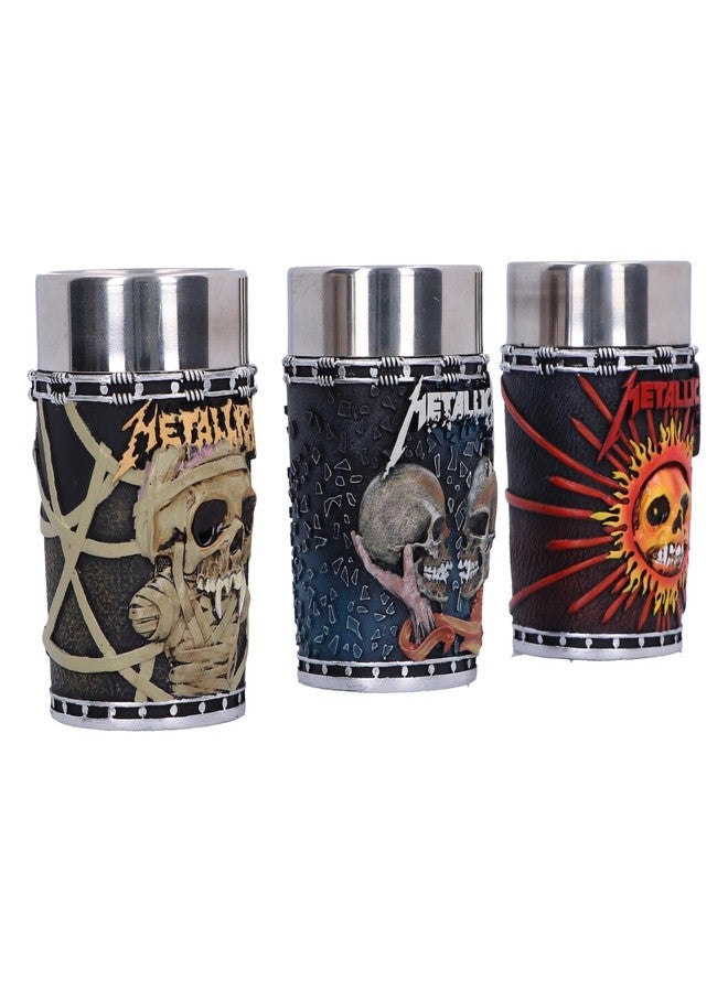 Nemesis Now مجموعة أكواب شوت نيمسيس الآن مجموعة من 3، سلع فرقة روك مرسومة يدويًا، مقتنيات موسيقية، هدايا لمحبي الهيفي ميتال - ميتاليكا - Image 2