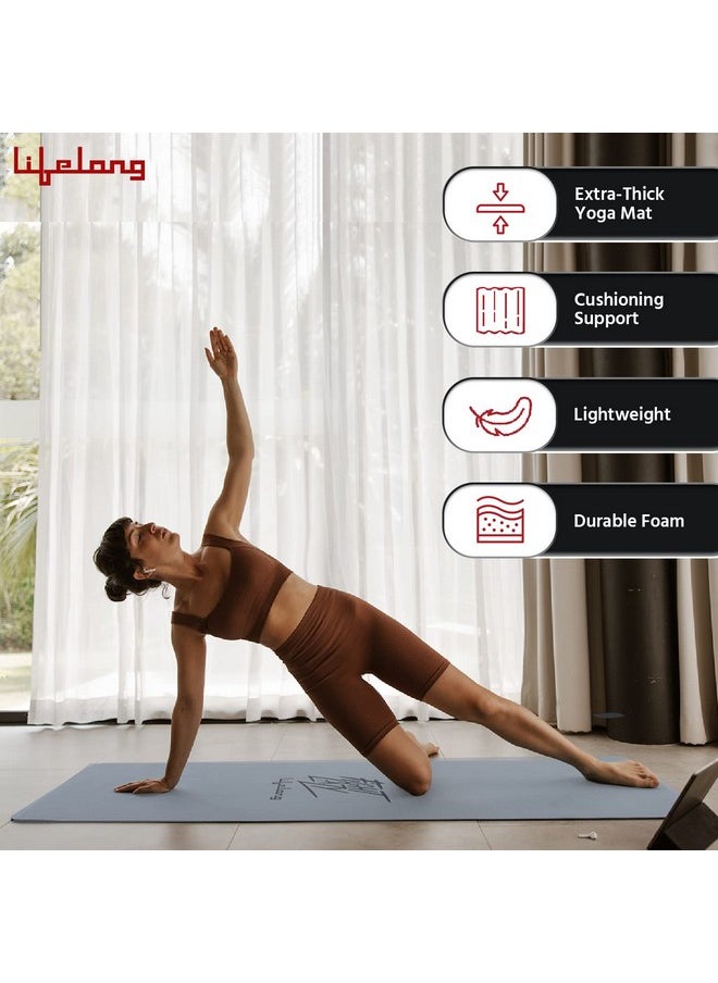 Lifelong Lifelong LLYM95 Yoga mat for Women & Men EVA Material 6mm Grey Anti Slip for Gym Workout  - Image 3