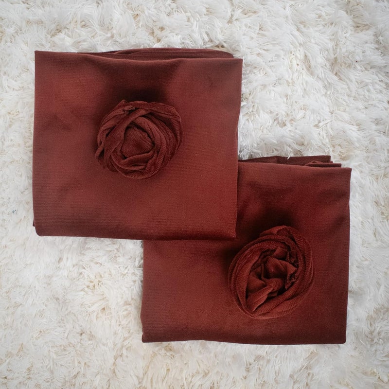 Dulhan DLC Supersoft Velvet Bolster Covers Set of 2 500 TC Round Pillow Covers 16 X 32 Burnt Maroon - Image 4