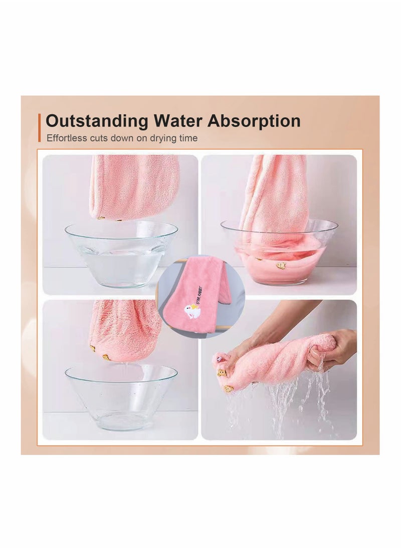 Y&D Hair Drying Towel Microfiber Wrap with Buttons Super Absorbent Twist Turban Shower Gift for Kids and Women (3pcs-Single Layer)  - Image 4