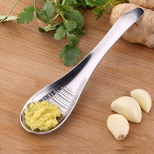 SpiderJuice 1Pc Food Grade Stainless Steel Multi-Functional Multipurpose Grinding Grater Peeler Spoon for Garlic, Ginger, Fruits, Potato, Cheese, Vegetables - Image 2