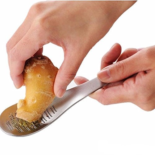 SpiderJuice 1Pc Food Grade Stainless Steel Multi-Functional Multipurpose Grinding Grater Peeler Spoon for Garlic, Ginger, Fruits, Potato, Cheese, Vegetables - Image 1