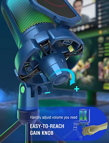 FIFINE Gaming Streaming USB PC Microphone for Mac OS/Windows, AmpliGame Condenser Cardioid Mic with RGB for Video Vocal Recording Twitch Discord, Gamer Computer Mic-Blue - Image 3