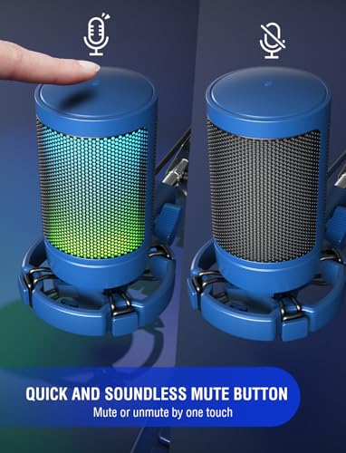 FIFINE Gaming Streaming USB PC Microphone for Mac OS/Windows, AmpliGame Condenser Cardioid Mic with RGB for Video Vocal Recording Twitch Discord, Gamer Computer Mic-Blue - Image 2