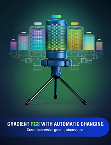FIFINE Gaming Streaming USB PC Microphone for Mac OS/Windows, AmpliGame Condenser Cardioid Mic with RGB for Video Vocal Recording Twitch Discord, Gamer Computer Mic-Blue - Image 4