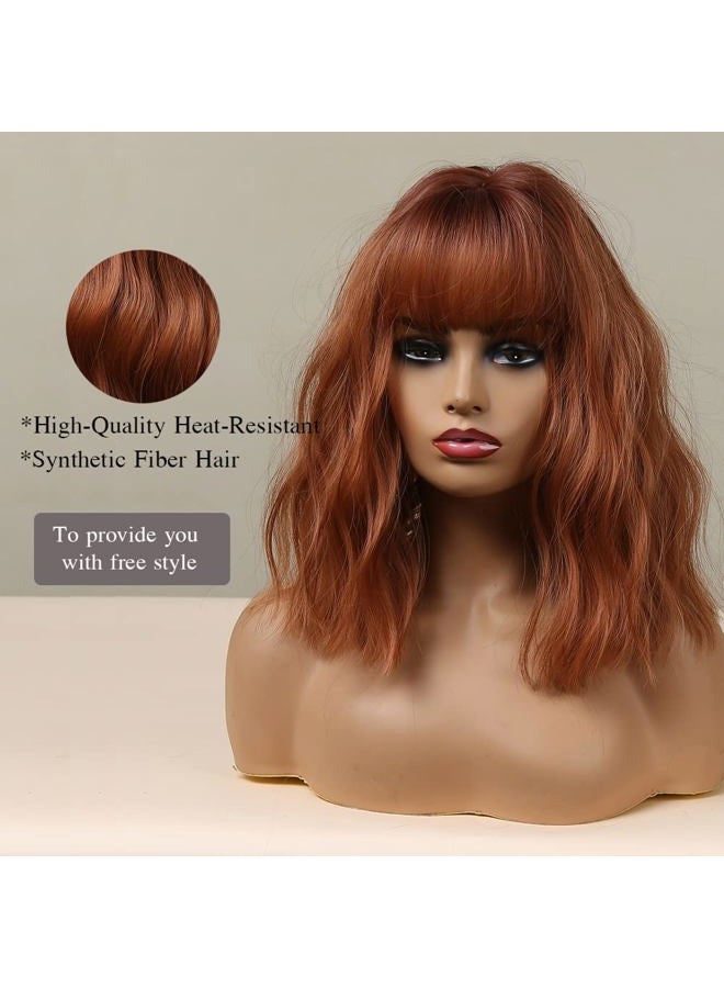 Esmee باروكة بوب متموجة قصيرة بأومبري بنفسجي مع غرة للنساء شعر صناعي طبيعي باروكات أومبري مع جذور داكنة للاستخدام في حفلات الكوسبلاي - 14 بوصة - Image 3