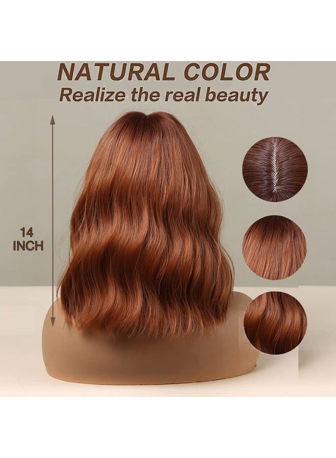 Esmee باروكة بوب متموجة قصيرة بأومبري بنفسجي مع غرة للنساء شعر صناعي طبيعي باروكات أومبري مع جذور داكنة للاستخدام في حفلات الكوسبلاي - 14 بوصة - Image 4