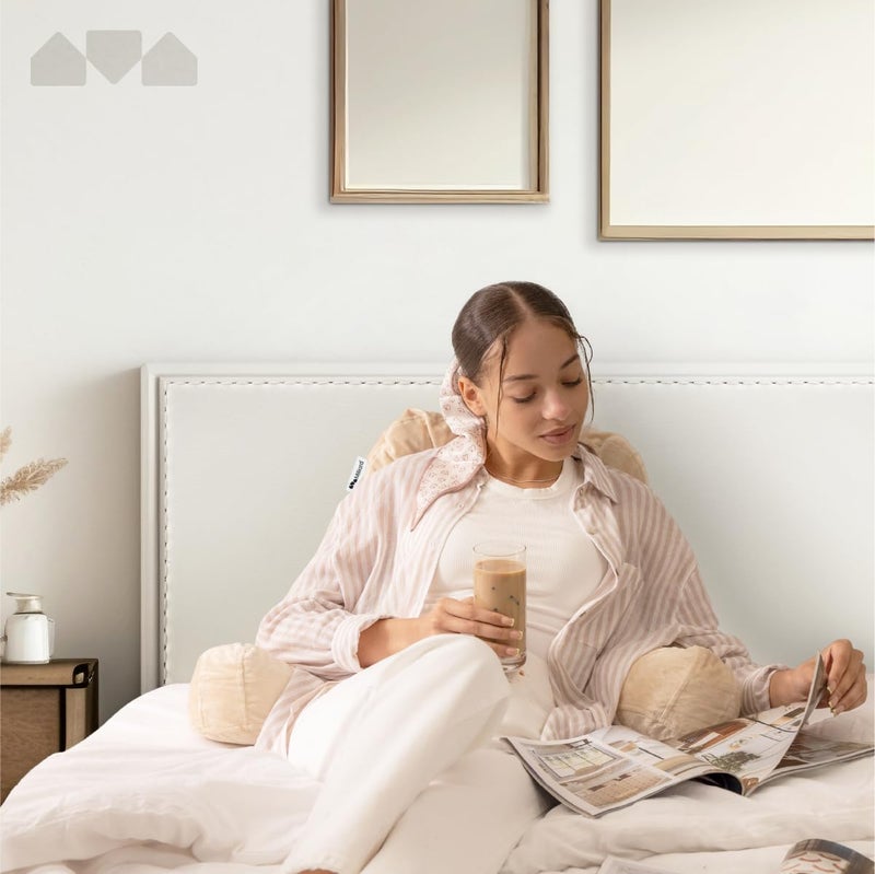 Milliard Reading Pillow with Arms, Cream, Shredded Memory Foam Back Pillow for Bed Sitting Up - Sit Up Backrest Support for Reading & Rest Bed - Washable Cover, Adjustable Comfort, CertiPUR Certified - Image 2