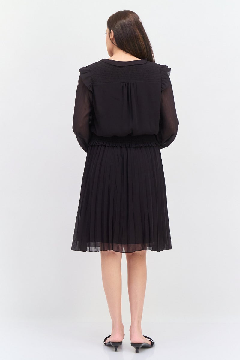 Scotch & Soda فستان ميدي منسوج للنساء، أسود - Image 4