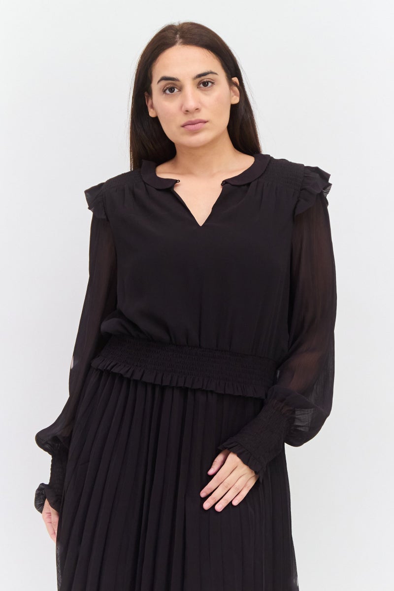 Scotch & Soda فستان ميدي منسوج للنساء، أسود - Image 2