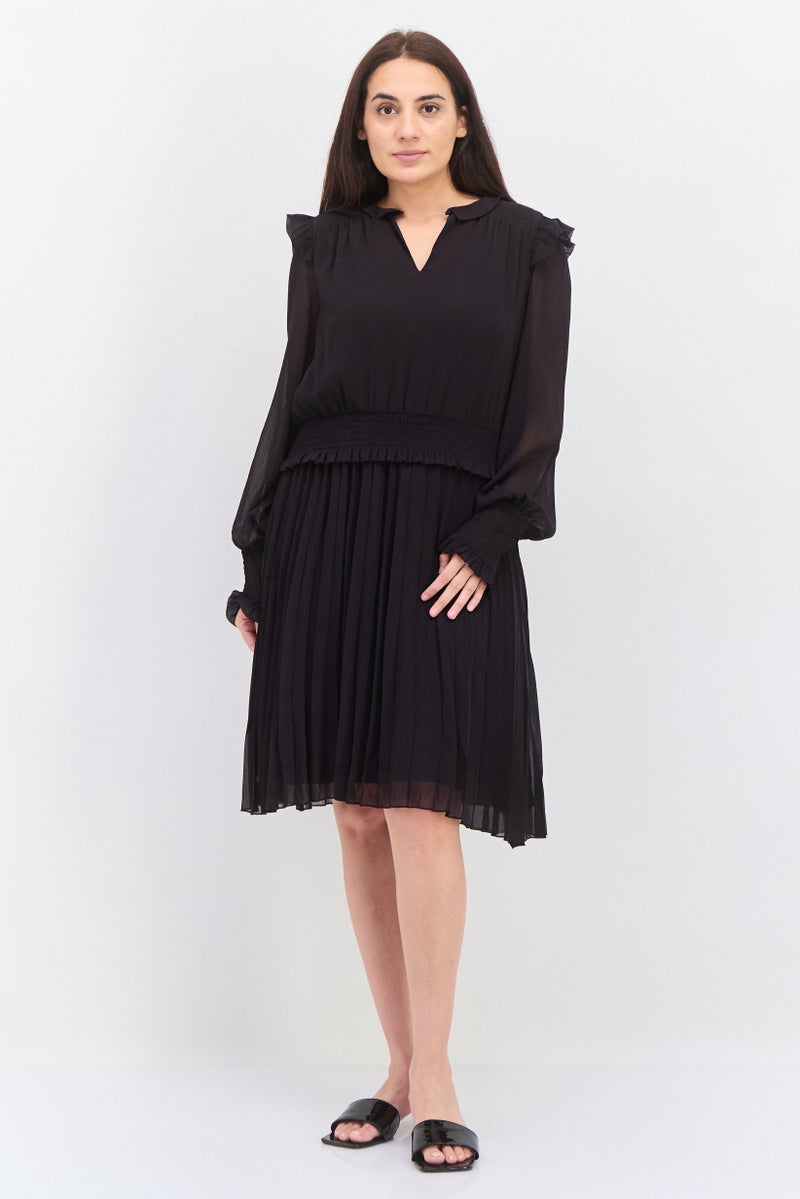 Scotch & Soda فستان ميدي منسوج للنساء، أسود - Image 1