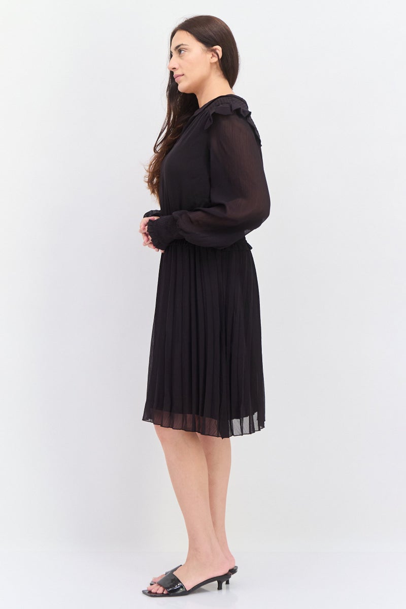 Scotch & Soda فستان ميدي منسوج للنساء، أسود - Image 3