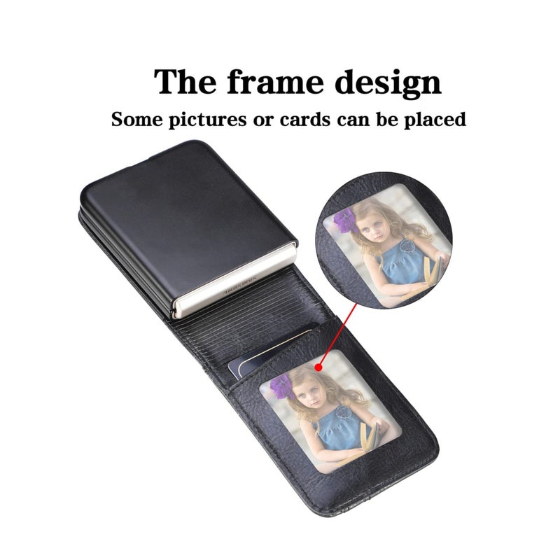 Barakah Compatible with Samsung Galaxy Z Flip 3 Case, Business Style Premium Leather Galaxy Z Flip 3 Wallet Case with Card Holders for Women Men Protective Phone Case for Samsung Galaxy Z Flip 3 5G 2021 - Image 4