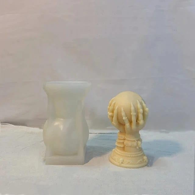 RKG ENTERPRISES RKG ENTERPRISES Halloween Ghost Claw Candle Mold Silicone Resin Mold Aromatherapy Candles Making Mold 3D Skull Silicone Candle Mold Cylindrical Skull Candle Mould Magic Ball Mold