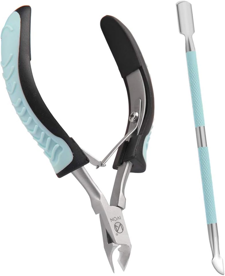 IVON Cuticle Trimmer with Pusher, Cuticle Cutter Remover - Rubber Non-slip Handle - Image 1