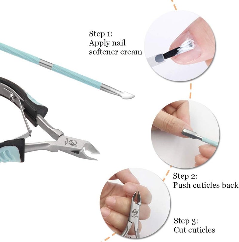IVON Cuticle Trimmer with Pusher, Cuticle Cutter Remover - Rubber Non-slip Handle - Image 5