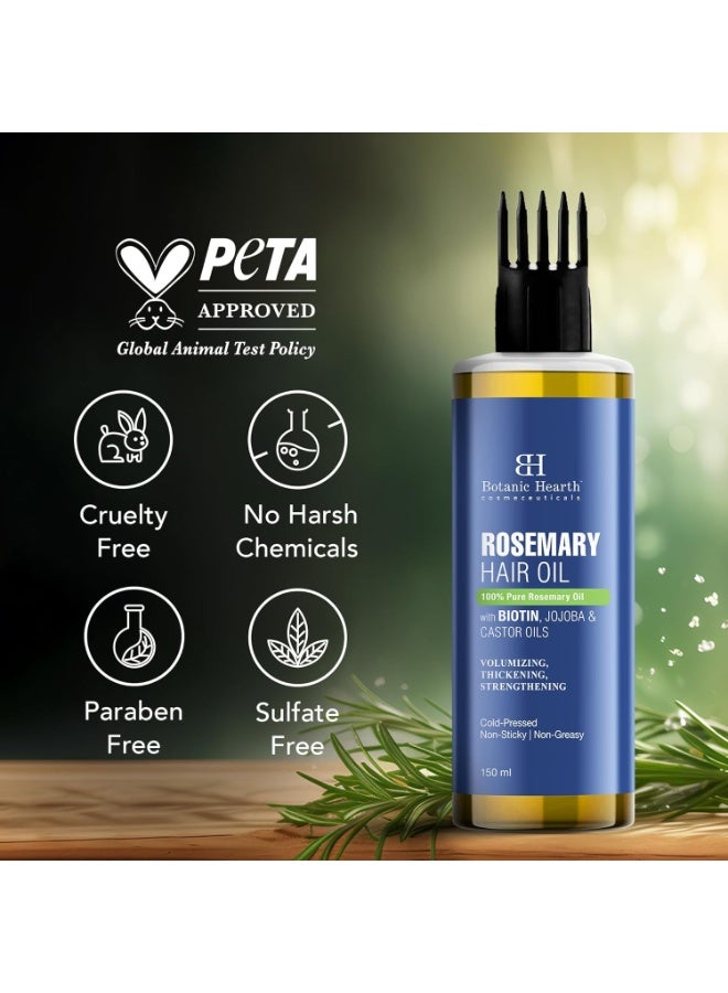 Botanic Hearth 100% Pure Rosemary Oil for Hair Growth | Controls Hair Fall, Promotes New Hair Growth | Hair Strengthening Treatment for Healthy Nourished Hair | 150 ml - Image 4